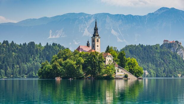 Bleder See, Bled, Slowenien, Kirche, Alpen