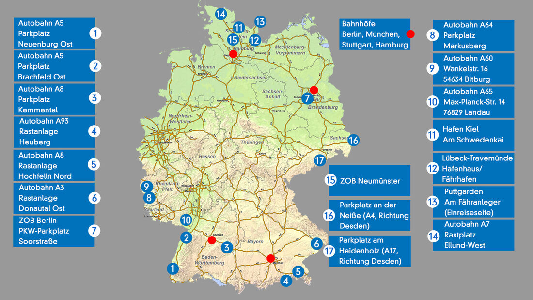 Corona Testzentren Autobahnen Deutschland Stand 09.09.2020