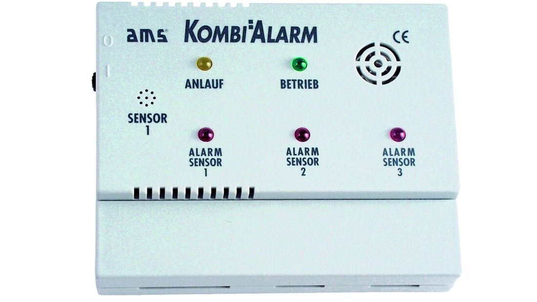 Das Warnsystem AMS Kombialarm compact löst bei geringster Gas- oder Narkosegaskonzentration einen Alarm aus.