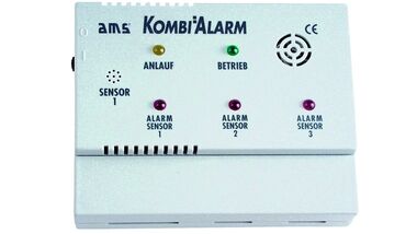 Das Warnsystem AMS Kombialarm compact löst bei geringster Gas- oder Narkosegaskonzentration einen Alarm aus.