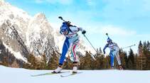 Die Biathleten sind im Antholzer Tal unterwegs