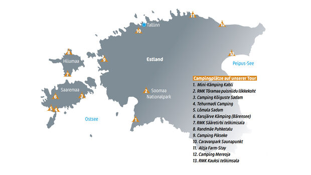 Estlandreise Tour Wohnmobil Ziele Karte