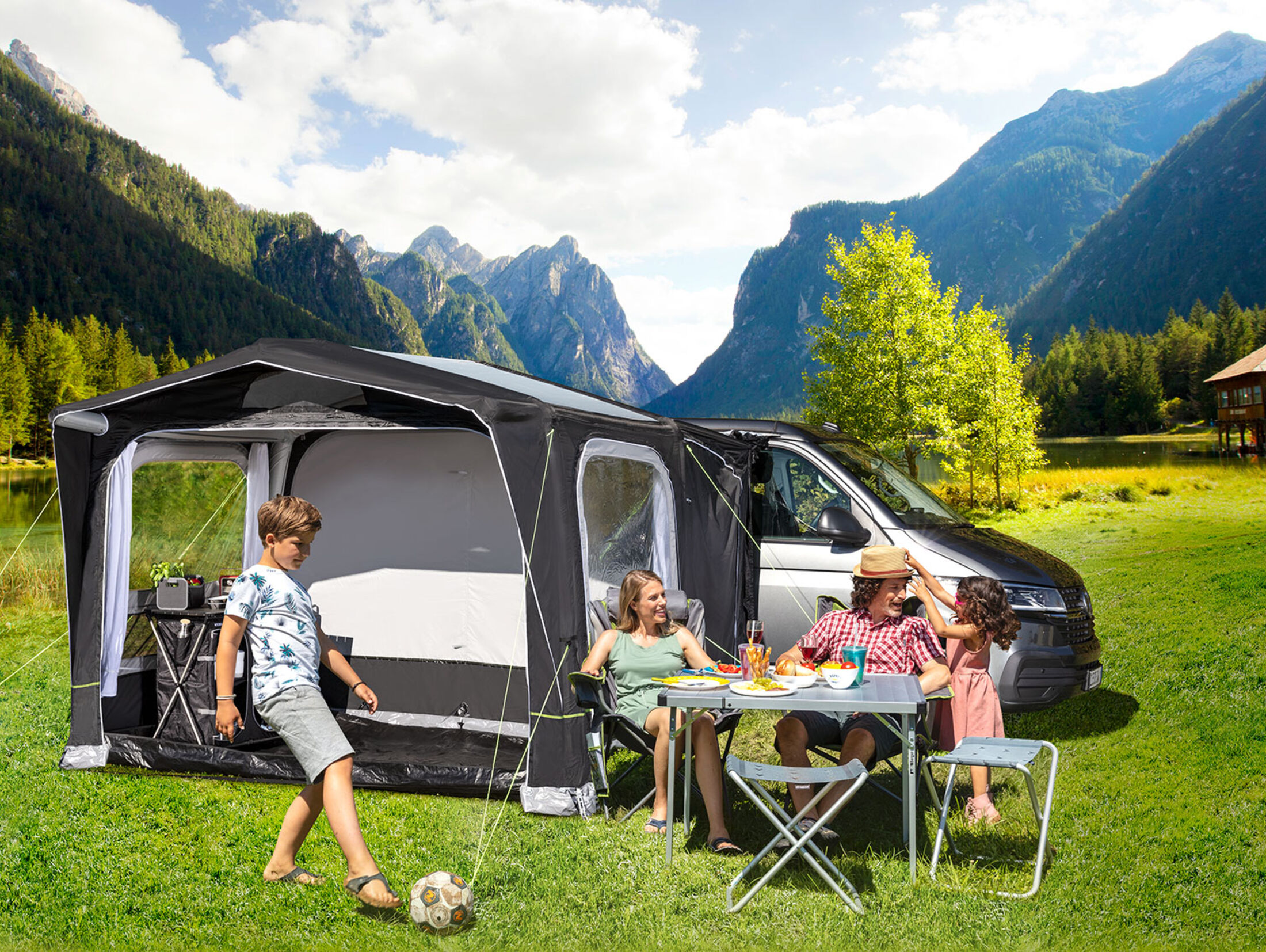 BERGER Liberta-XL Auto Zelt - aufblasbar Outdoor Zelt 3000 mm Wassersäule - Bus  Vorzelt Kastenwagen Camping Zelt als an Ihr Wohnmobil oder Wohnwagen -  schnell aufgebaut inkl. Sturmgurte und Luftpumpe : 