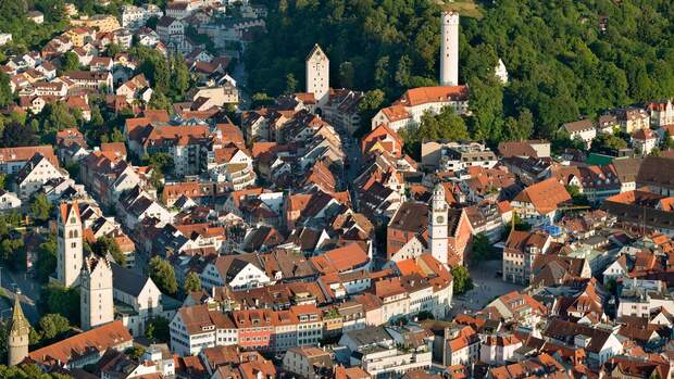 Germany, Baden-Wuerttemberg, Ravensburg, town towers in old town