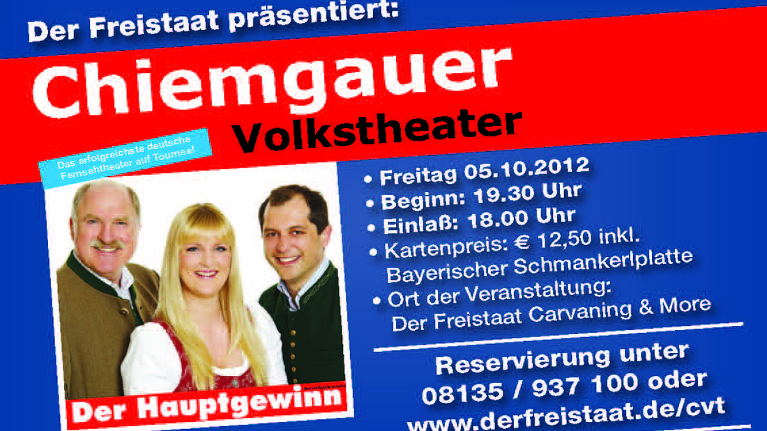 Im Rahmen der Herbstsonderschau (05.10. bis 14.10.2012) tritt am 05.10.2012 das Chiemgauer  Volkstheater mit Bernd Helfrich auf.
