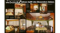 In den 1970er Jahren werden deutsche Wohnzimmer rustikal möbliert – ebenso die Caravans von Hobby.