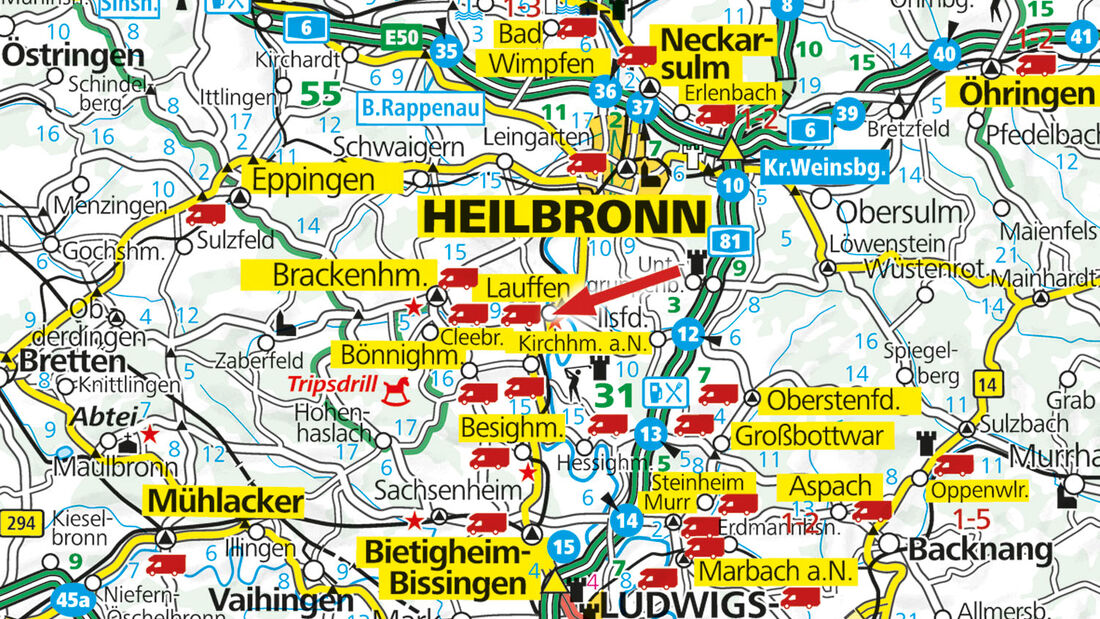 Karte, Lauffen am Neckar