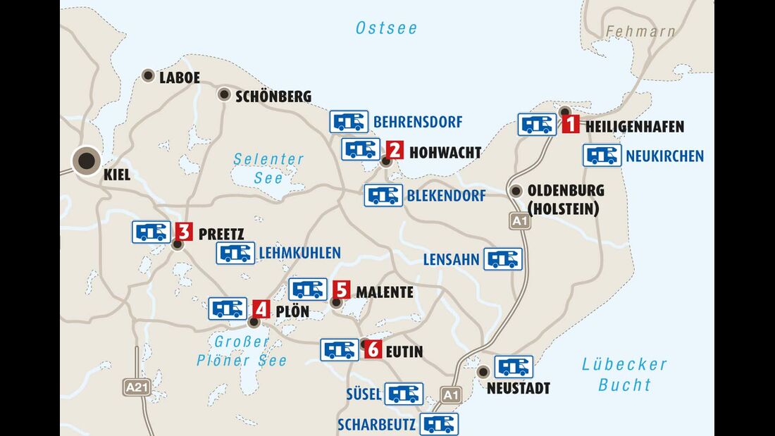 Karte Region Holsteinische Schweiz