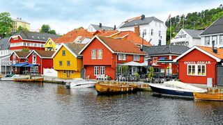 Langesund bunte Häuser Norwegen