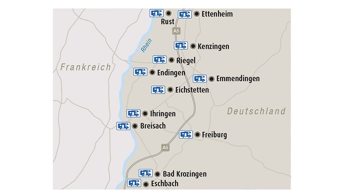 Region Breisgau und Stellplätze im Überblick 