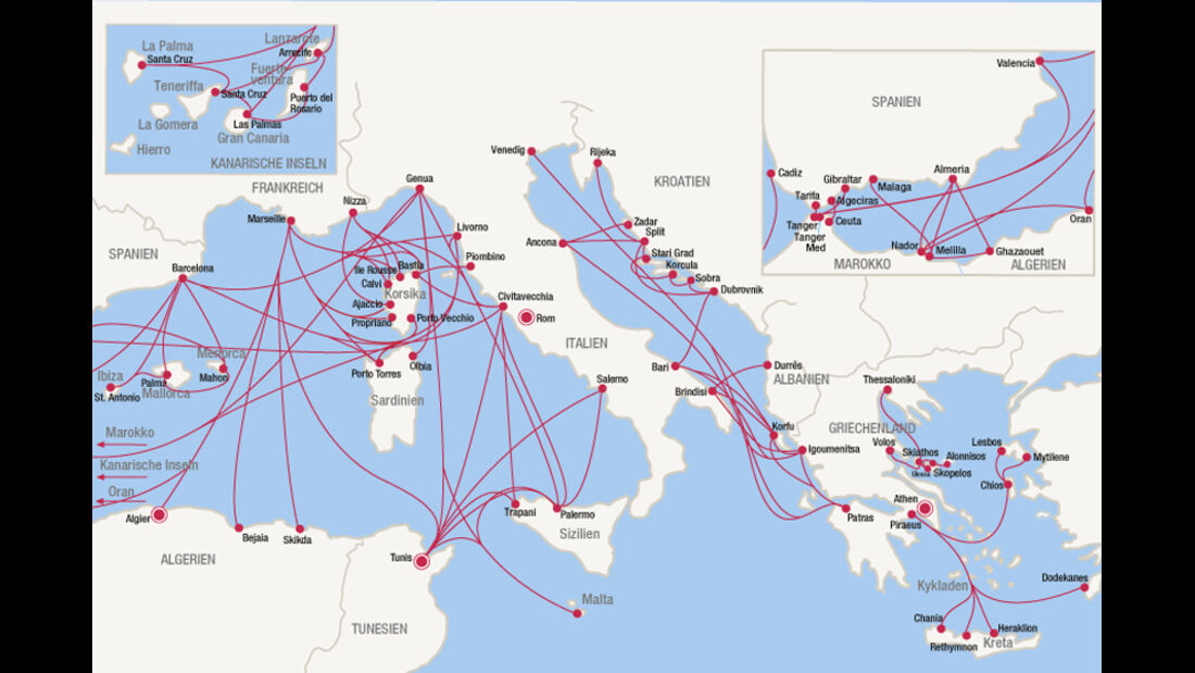Reise-Service: Fähren in Südeuropa
