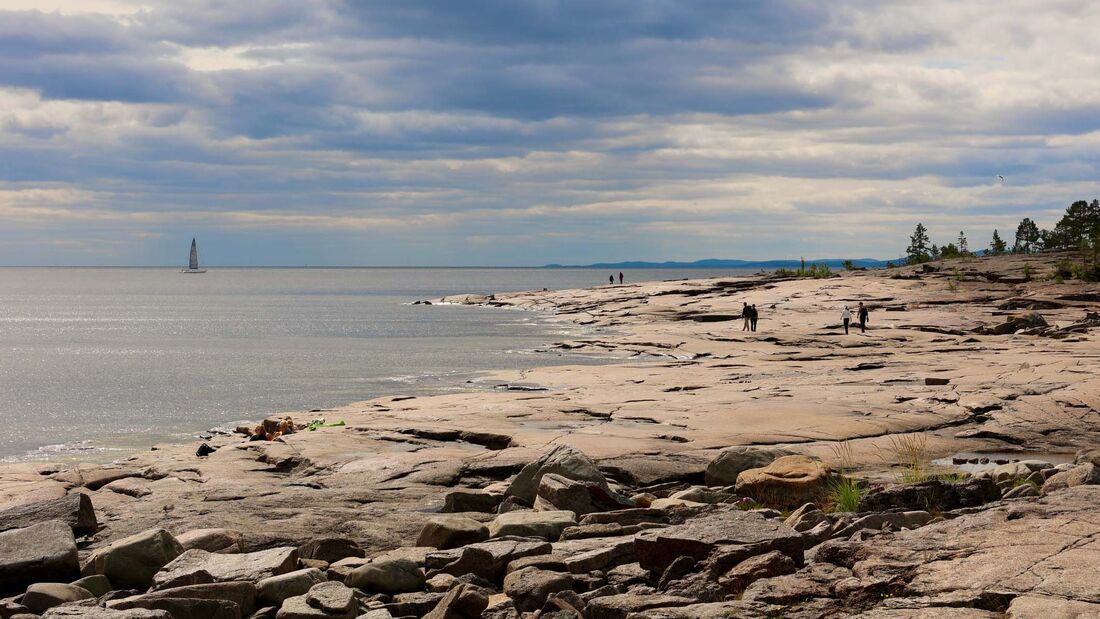 Scenic view of beach against sky,Rotsidan,Sweden