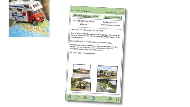 Screenshot der App Reisemobil-Tagebuch 