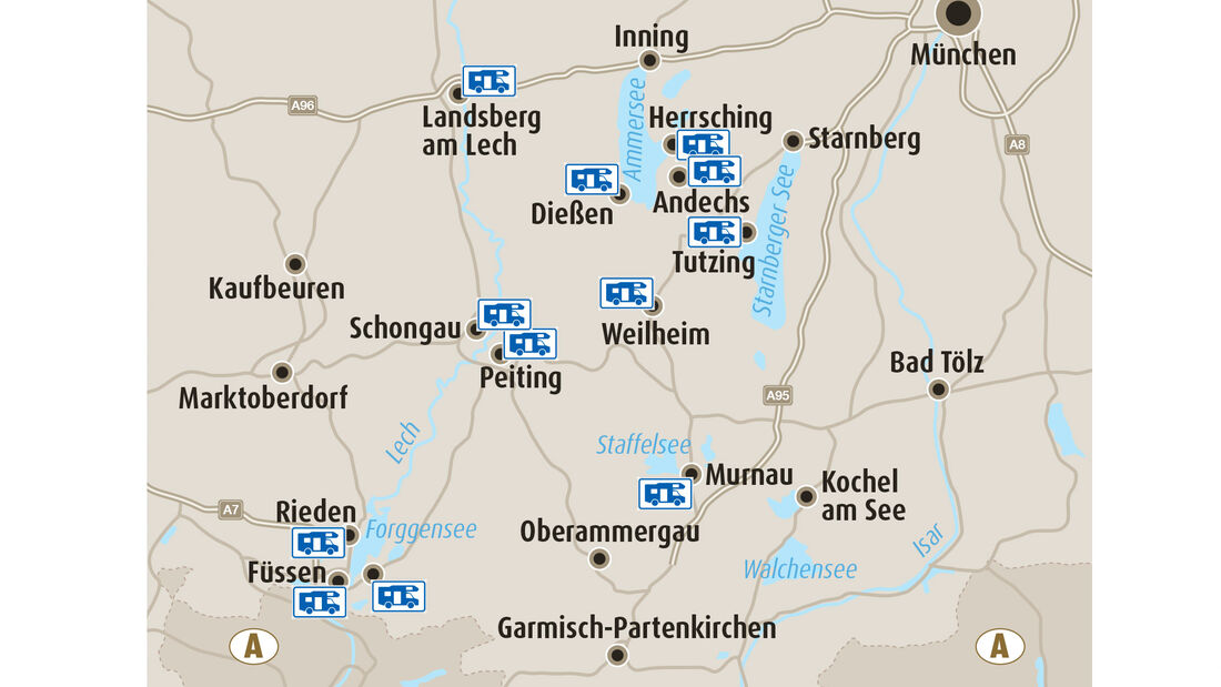 Stellplätze in Oberbayern