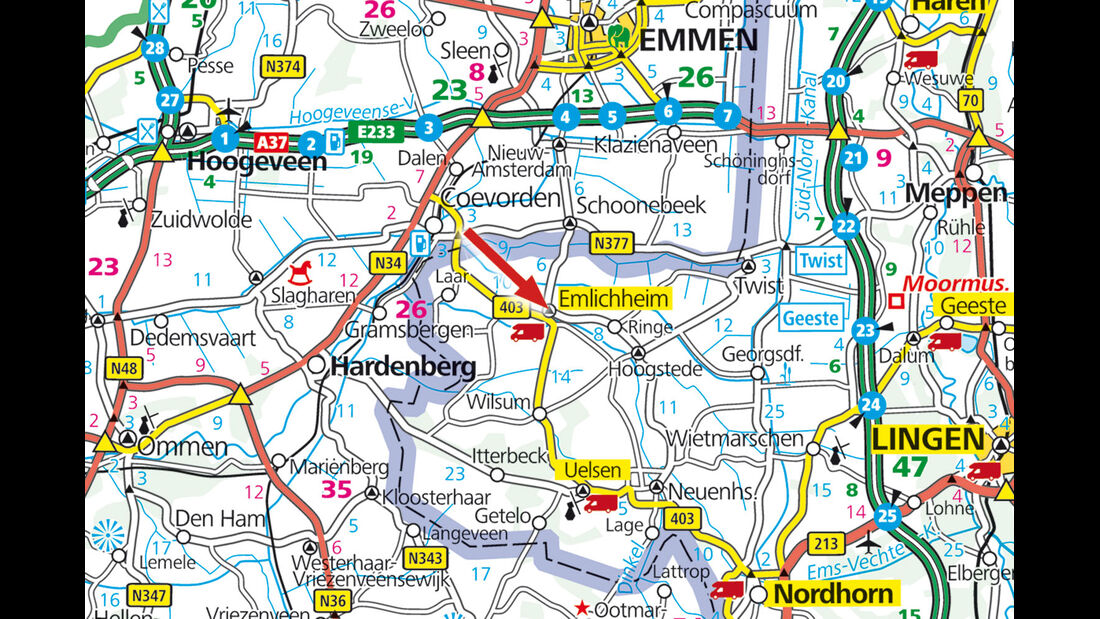 Straßenkarte Emlichheim