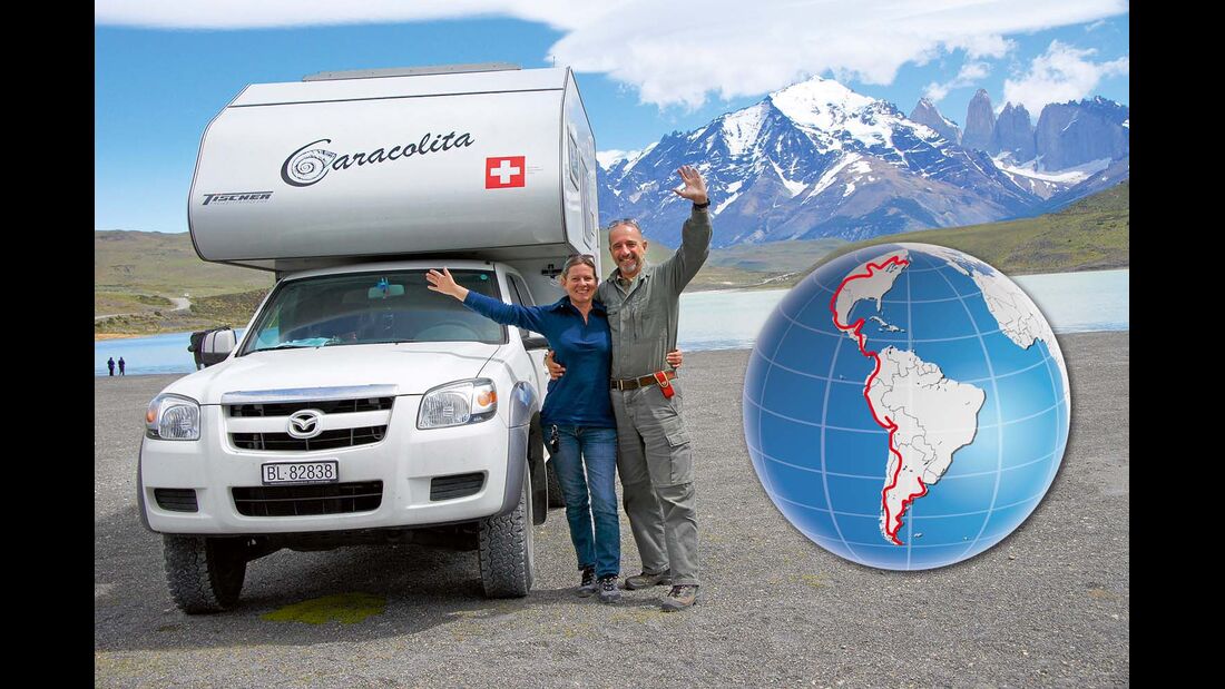 Willi und Katrin Mohler mit ihrem Pick-up-Camper die Welt. 