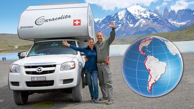 Willi und Katrin Mohler mit ihrem Pick-up-Camper die Welt. 