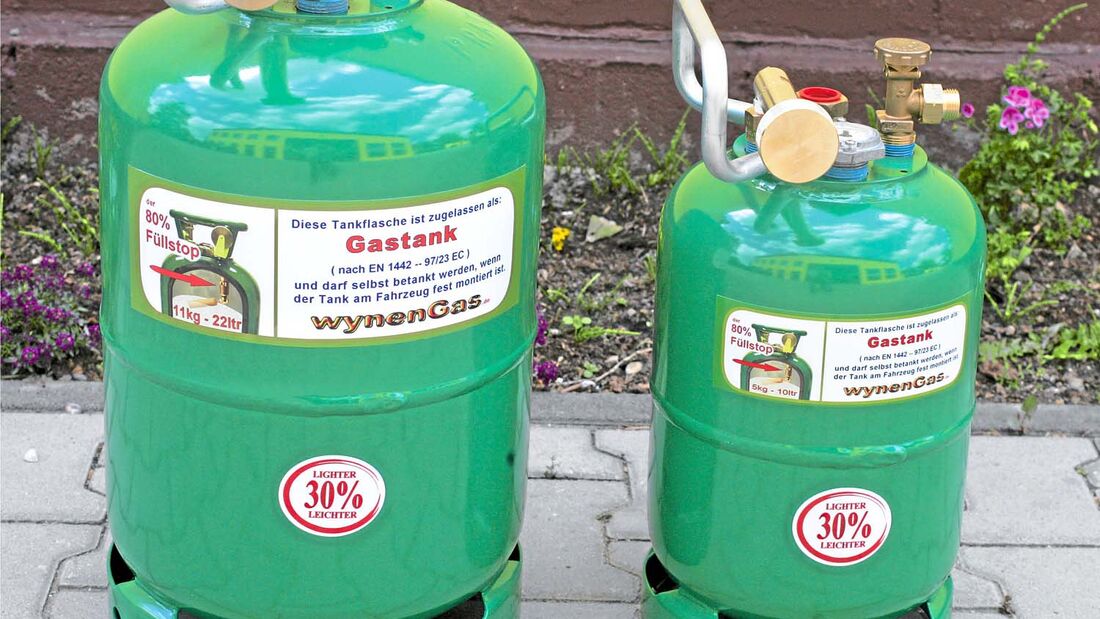 Wynen-Gas verkauft die grünen Metall- Tankflaschen.