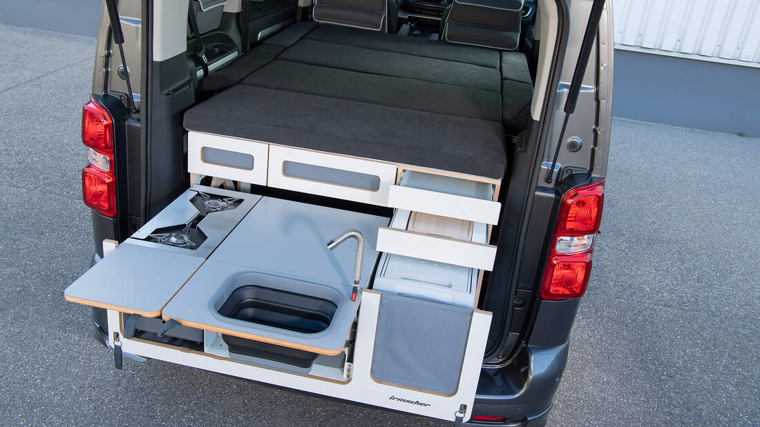 DIY Building Plan: VW Bus T6/T6.1 Camper Rear Kitchen Module With Toilet Stool - Camping Setup