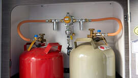 Mobil opt. Gasflaschenumschalt-Anlage Nachher Bild der Gasflaschen